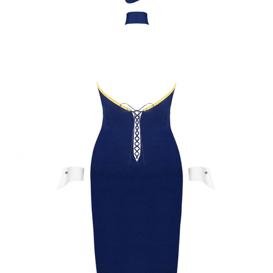 Еротичний костюм стюардеси Obsessive Stewardess uniform M/L, blue, сукня, пілотка, шарф, манжети Еротичний костюм стюардеси Obsessive Stewardess uniform M/L, blue, сукня, пілотка, шарф, манжети