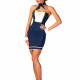Еротичний костюм стюардеси Obsessive Stewardess uniform M/L, blue, сукня, пілотка, шарф, манжети Еротичний костюм стюардеси Obsessive Stewardess uniform M/L, blue, сукня, пілотка, шарф, манжети