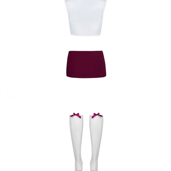 Еротичний костюм студентки Obsessive Student 4 pcs costume L/XL, топ, спідниця, стринги, гольфи Еротичний костюм студентки Obsessive Student 4 pcs costume L/XL, топ, спідниця, стринги, гольфи