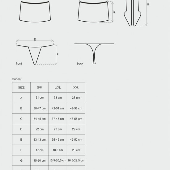 Еротичний костюм студентки Obsessive Student 4 pcs costume L/XL, топ, спідниця, стринги, гольфи Еротичний костюм студентки Obsessive Student 4 pcs costume L/XL, топ, спідниця, стринги, гольфи