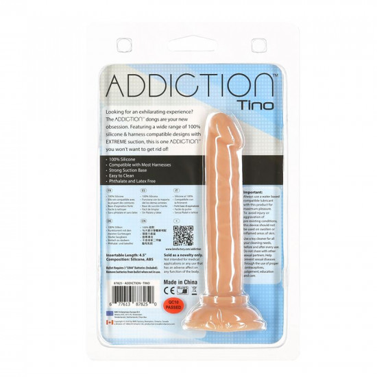 Фалоімітатор ADDICTION Tino 5.25″ Silicone Dildo, присоска, діаметр 1,9 см, віброкуля в подарунок Фалоімітатор ADDICTION Tino 5.25″ Silicone Dildo, присоска, діаметр 1,9 см, віброкуля в подарунок