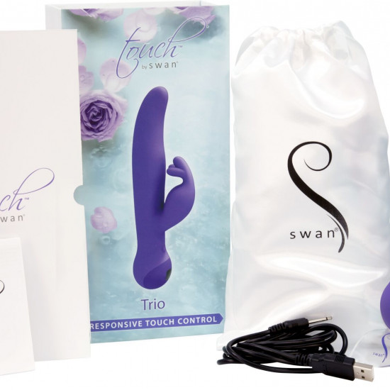 Вібратор-кролик Touch by SWAN - Trio Purple, сенсорне керування, ротація, діаметр 3,8 см Вібратор-кролик Touch by SWAN - Trio Purple, сенсорне керування, ротація, діаметр 3,8 см