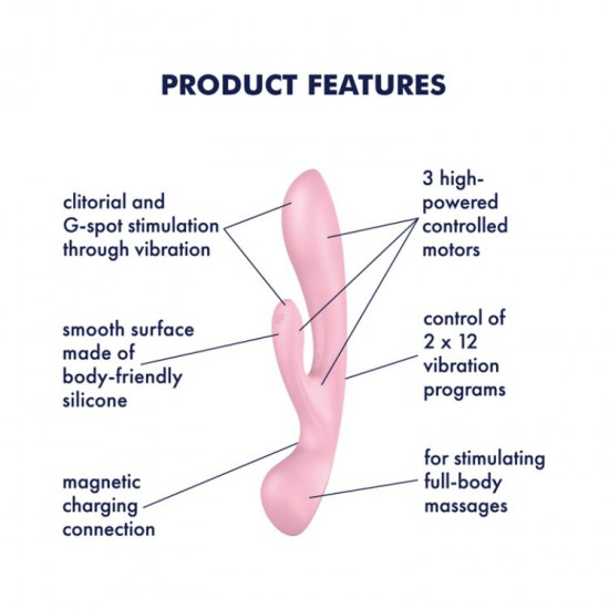 Вібратор-кролик Satisfyer Triple Oh Pink Вібратор-кролик Satisfyer Triple Oh Pink