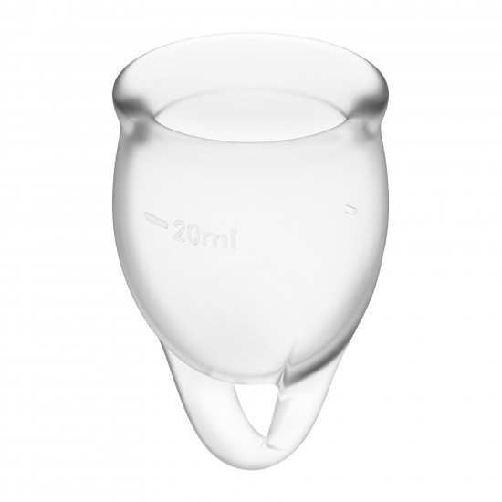 Набір менструальних чаш Satisfyer Feel Confident (Transparent), 15мл та 20мл, мішечок для зберігання Набір менструальних чаш Satisfyer Feel Confident (Transparent), 15мл та 20мл, мішечок для зберігання
