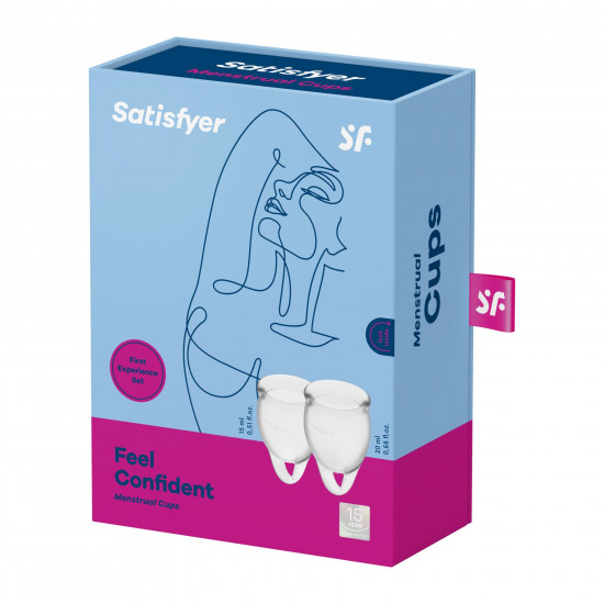 Набір менструальних чаш Satisfyer Feel Confident (Transparent), 15мл та 20мл, мішечок для зберігання Набір менструальних чаш Satisfyer Feel Confident (Transparent), 15мл та 20мл, мішечок для зберігання