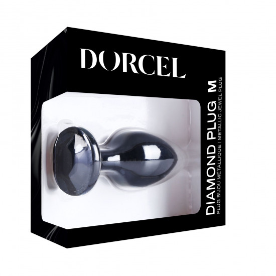 Металева анальна пробка з кристалом Dorcel Diamond Plug Black M Металева анальна пробка з кристалом Dorcel Diamond Plug Black M