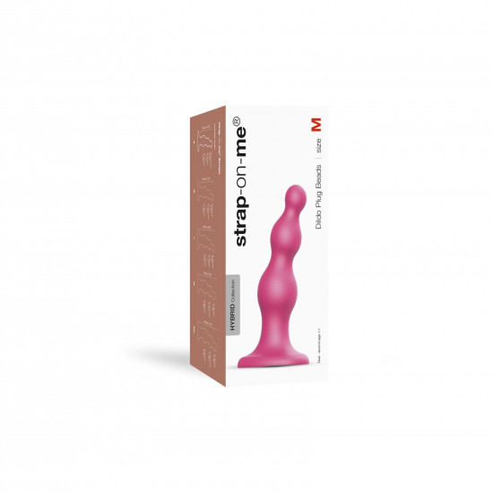 Насадка для страпона Strap-On-Me Dildo Plug Beads Framboise Metallic M Насадка для страпона Strap-On-Me Dildo Plug Beads Framboise Metallic M
