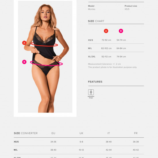 Топ та трусики Obsessive Bella Rou top & panties XS/S, топ, трусики Топ та трусики Obsessive Bella Rou top & panties XS/S, топ, трусики