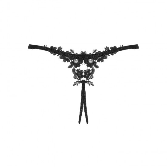 Прозорі стрінги з доступом Obsessive Celia Noir crotchless thong XS/S Прозорі стрінги з доступом Obsessive Celia Noir crotchless thong XS/S