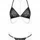 Комплект із ланцюжками Obsessive Pantheria 2-pcs set black L/XL, бюстгальтер, трусики Комплект із ланцюжками Obsessive Pantheria 2-pcs set black L/XL, бюстгальтер, трусики