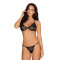 Комплект із ланцюжками Obsessive Pantheria 2-pcs set black L/XL, бюстгальтер, трусики