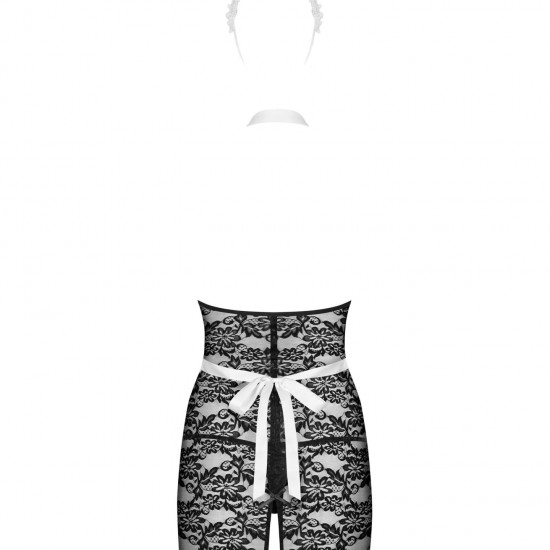 Еротичний костюм покоївки Obsessive Servgirl costume S/M, халат, стрінги, фартух, обруч Еротичний костюм покоївки Obsessive Servgirl costume S/M, халат, стрінги, фартух, обруч