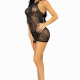 Сукня-сітка зі стразами Leg Avenue Rhinestone halter mini dress Black, відкрита спина, one size Сукня-сітка зі стразами Leg Avenue Rhinestone halter mini dress Black, відкрита спина, one size