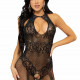 Leg Avenue Rhinestone Lace and Net Bodystocking OS Black Leg Avenue Rhinestone Lace and Net Bodystocking OS Black