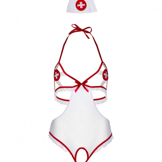 Костюм медсестри Leg Avenue Naughty Nurse, one size, боді та шапочка Костюм медсестри Leg Avenue Naughty Nurse, one size, боді та шапочка