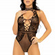 Leg Avenue Net and lace halter bodysuit OS Black Leg Avenue Net and lace halter bodysuit OS Black