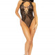 Leg Avenue Net and lace halter bodysuit OS Black Leg Avenue Net and lace halter bodysuit OS Black