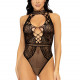 Leg Avenue Net and lace halter bodysuit OS Black Leg Avenue Net and lace halter bodysuit OS Black