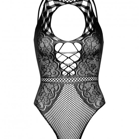 Leg Avenue Net and lace halter bodysuit OS Black Leg Avenue Net and lace halter bodysuit OS Black