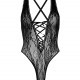 Мереживне боді Leg Avenue Floral lace thong teddy Black, шнурівка на грудях, one size Мереживне боді Leg Avenue Floral lace thong teddy Black, шнурівка на грудях, one size
