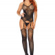 Еротичний бодістокінг Leg Avenue Jacquard net Black, імітація панчіх, відкритий доступ, one size Еротичний бодістокінг Leg Avenue Jacquard net Black, імітація панчіх, відкритий доступ, one size