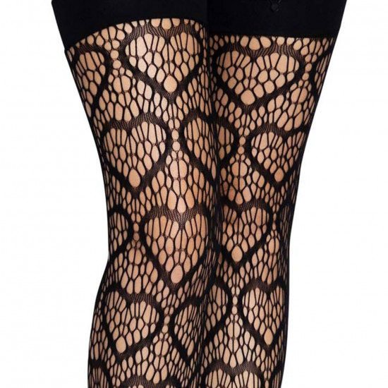 Ажурні панчохи із сердечками Leg Avenue Heart Black, one size Ажурні панчохи із сердечками Leg Avenue Heart Black, one size