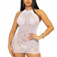 Сукня-сітка зі стразами Leg Avenue Rhinestone halter mini dress White, відкрита спина, one size Сукня-сітка зі стразами Leg Avenue Rhinestone halter mini dress White, відкрита спина, one size