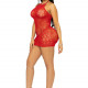 Сукня-сітка зі стразами Leg Avenue Rhinestone halter mini dress Red, відкрита спина, one size Сукня-сітка зі стразами Leg Avenue Rhinestone halter mini dress Red, відкрита спина, one size