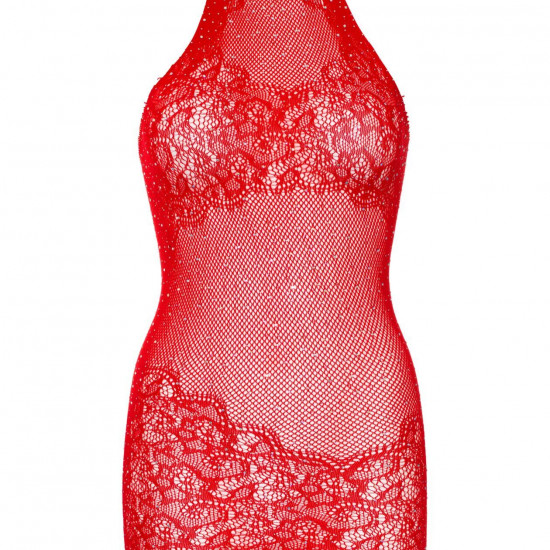 Сукня-сітка зі стразами Leg Avenue Rhinestone halter mini dress Red, відкрита спина, one size Сукня-сітка зі стразами Leg Avenue Rhinestone halter mini dress Red, відкрита спина, one size