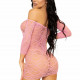 Сукня-сітка з сердечками Leg Avenue Heart net mini dress Pink, зав’язки, відкриті плечі, one size Сукня-сітка з сердечками Leg Avenue Heart net mini dress Pink, зав’язки, відкриті плечі, one size