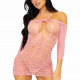 Сукня-сітка з сердечками Leg Avenue Heart net mini dress Pink, зав’язки, відкриті плечі, one size Сукня-сітка з сердечками Leg Avenue Heart net mini dress Pink, зав’язки, відкриті плечі, one size