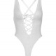 Мереживне боді Leg Avenue Floral lace thong teddy White, шнурівка на грудях, one size Мереживне боді Leg Avenue Floral lace thong teddy White, шнурівка на грудях, one size