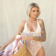 Мереживне боді Leg Avenue Floral lace thong teddy White, шнурівка на грудях, one size Мереживне боді Leg Avenue Floral lace thong teddy White, шнурівка на грудях, one size