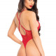 Мереживне боді Leg Avenue Floral lace thong teddy Red, шнурівка на грудях, one size Мереживне боді Leg Avenue Floral lace thong teddy Red, шнурівка на грудях, one size