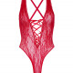 Мереживне боді Leg Avenue Floral lace thong teddy Red, шнурівка на грудях, one size Мереживне боді Leg Avenue Floral lace thong teddy Red, шнурівка на грудях, one size