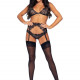 Мереживний комплект зі стразами Leg Avenue Bright Lights Rhinestone M (трусики, бра, пояс для панчіх Мереживний комплект зі стразами Leg Avenue Bright Lights Rhinestone M (трусики, бра, пояс для панчіх