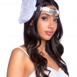 Пов’язка на голову з крилами Leg Avenue Feather headband White, пір’я та натуральна шкіра