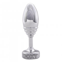 Металева анальна пробка DOXY Butt Plug RIBBED, ребриста, діаметр 3,3 см