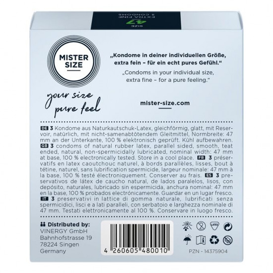 Презервативи Mister Size - pure feel - 47 (3 condoms), товщина 0,05 мм Презервативи Mister Size - pure feel - 47 (3 condoms), товщина 0,05 мм