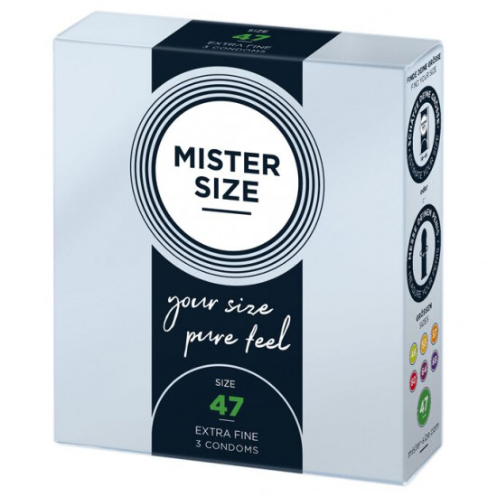 Презервативи Mister Size - pure feel - 47 (3 condoms), товщина 0,05 мм Презервативи Mister Size - pure feel - 47 (3 condoms), товщина 0,05 мм