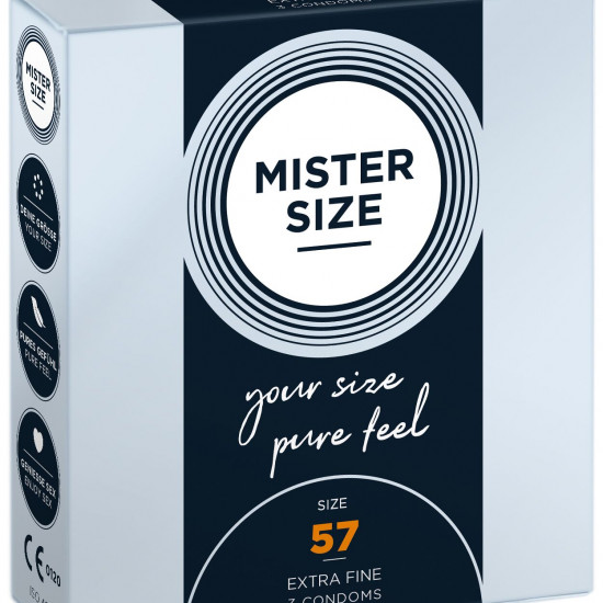 Презервативи Mister Size - pure feel - 57 (3 condoms), товщина 0,05 мм Презервативи Mister Size - pure feel - 57 (3 condoms), товщина 0,05 мм