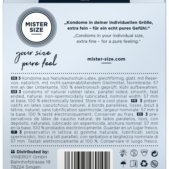 Презервативи Mister Size - pure feel - 57 (3 condoms), товщина 0,05 мм Презервативи Mister Size - pure feel - 57 (3 condoms), товщина 0,05 мм