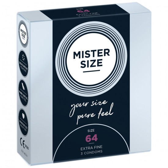 Презервативи Mister Size - pure feel - 64 (3 condoms), товщина 0,05 мм Презервативи Mister Size - pure feel - 64 (3 condoms), товщина 0,05 мм
