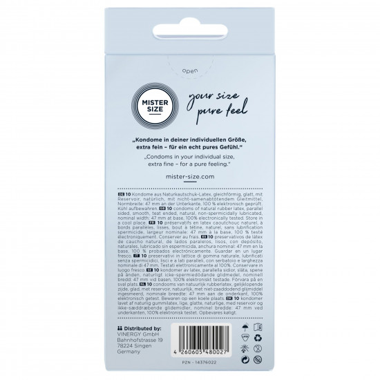 Презервативи Mister Size - pure feel - 47 (10 condoms), товщина 0,05 мм Презервативи Mister Size - pure feel - 47 (10 condoms), товщина 0,05 мм