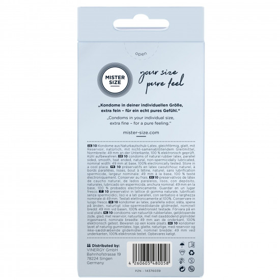 Презервативи Mister Size - pure feel - 49 (10 condoms), товщина 0,05 мм Презервативи Mister Size - pure feel - 49 (10 condoms), товщина 0,05 мм