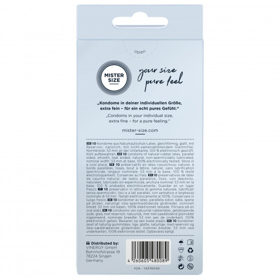 Презервативи Mister Size - pure feel - 53 (10 condoms), товщина 0,05 мм Презервативи Mister Size - pure feel - 53 (10 condoms), товщина 0,05 мм