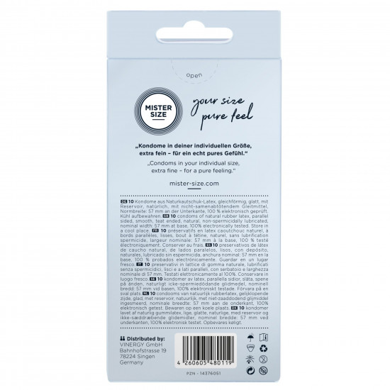 Презервативи Mister Size - pure feel - 57 (10 condoms), товщина 0,05 мм Презервативи Mister Size - pure feel - 57 (10 condoms), товщина 0,05 мм