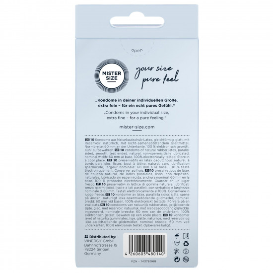 Презервативи Mister Size - pure feel - 60 (10 condoms), товщина 0,05 мм Презервативи Mister Size - pure feel - 60 (10 condoms), товщина 0,05 мм
