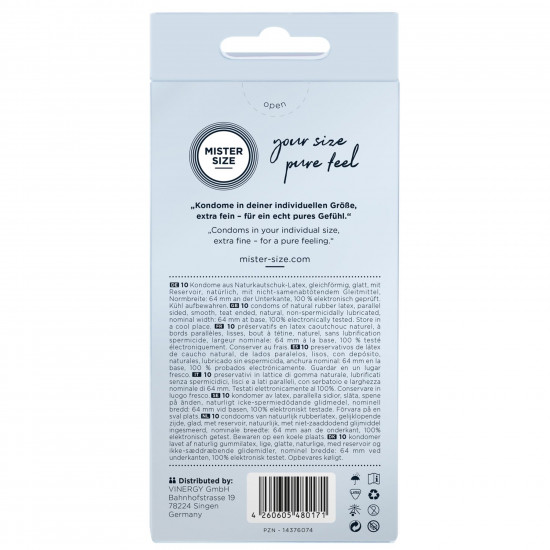 Презервативи Mister Size - pure feel - 64 (10 condoms), товщина 0,05 мм Презервативи Mister Size - pure feel - 64 (10 condoms), товщина 0,05 мм
