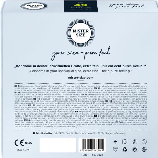 Презервативи Mister Size - pure feel - 49 (36 condoms), товщина 0,05 мм Презервативи Mister Size - pure feel - 49 (36 condoms), товщина 0,05 мм